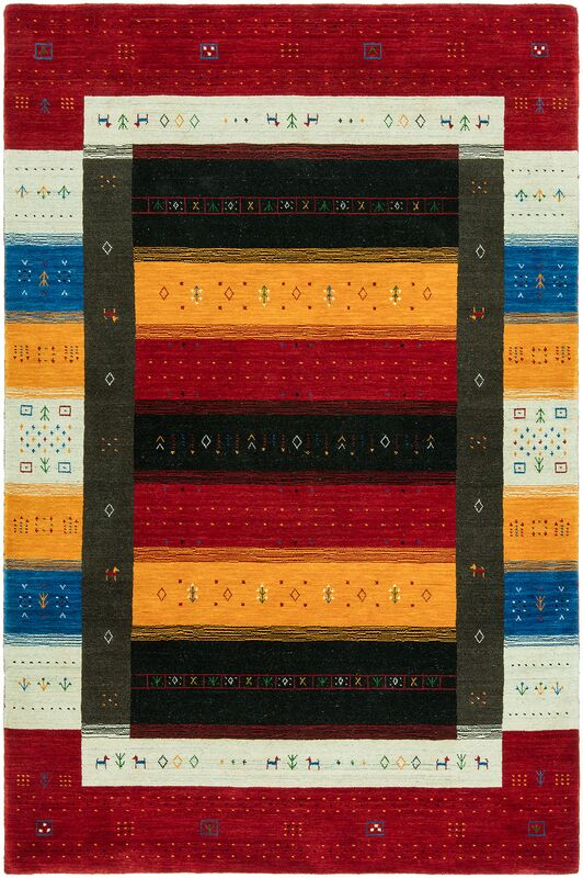 HRI Folk FL1109 Red Multi Rug