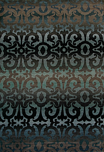 Tibet Rug Company 100 CT WROUGHT IRON Blue Rug