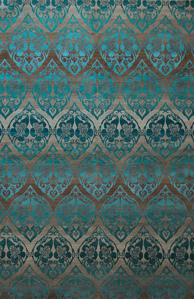 Tibet Rug Company 100 CT GARDEN LATTICE Teal Rug