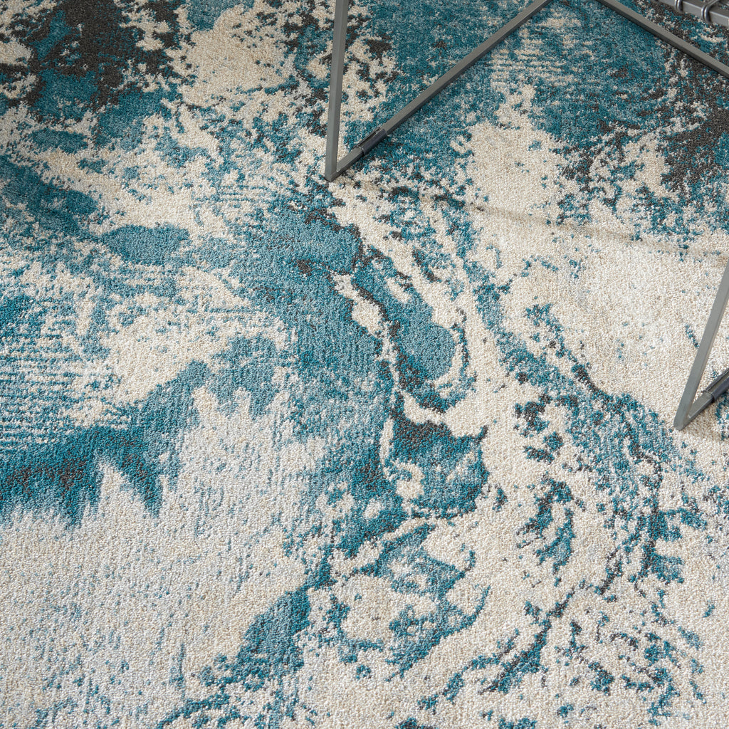 nourison maxell mae08 ivory teal rug