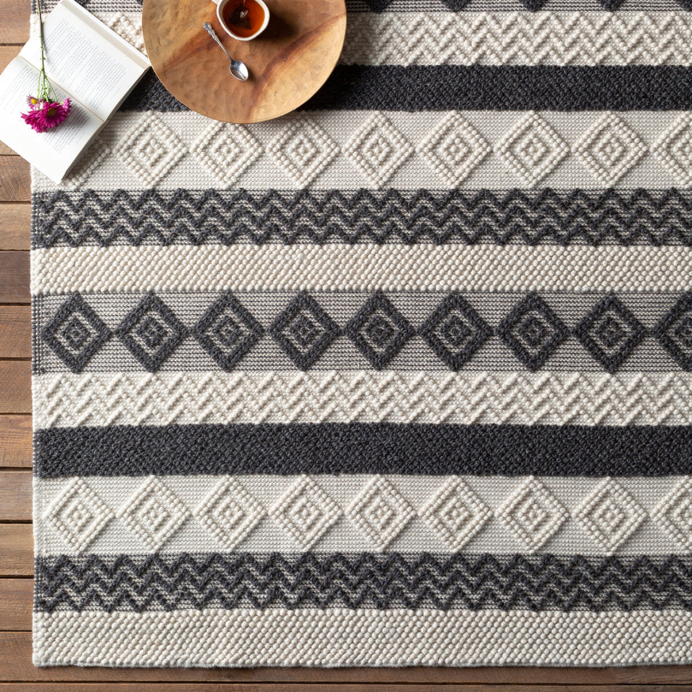 Surya rug co. | charcoal rug | Hygge | woven rug | rugs done right