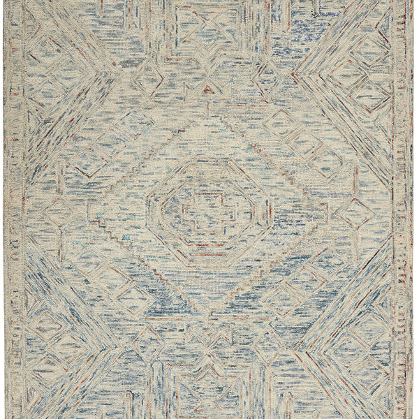 nourison interlock itl02 blue multi rug