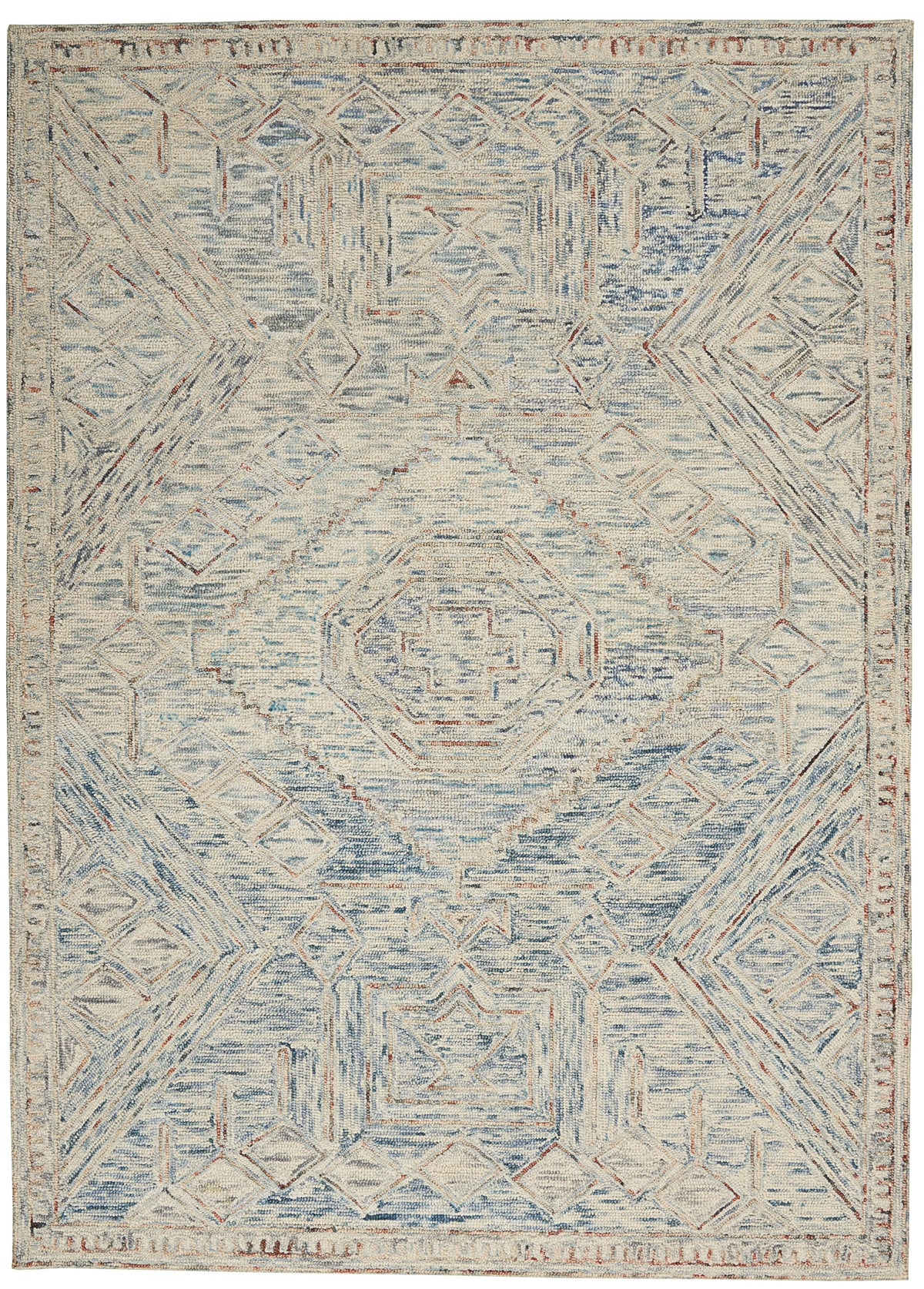 nourison interlock itl02 blue multi rug