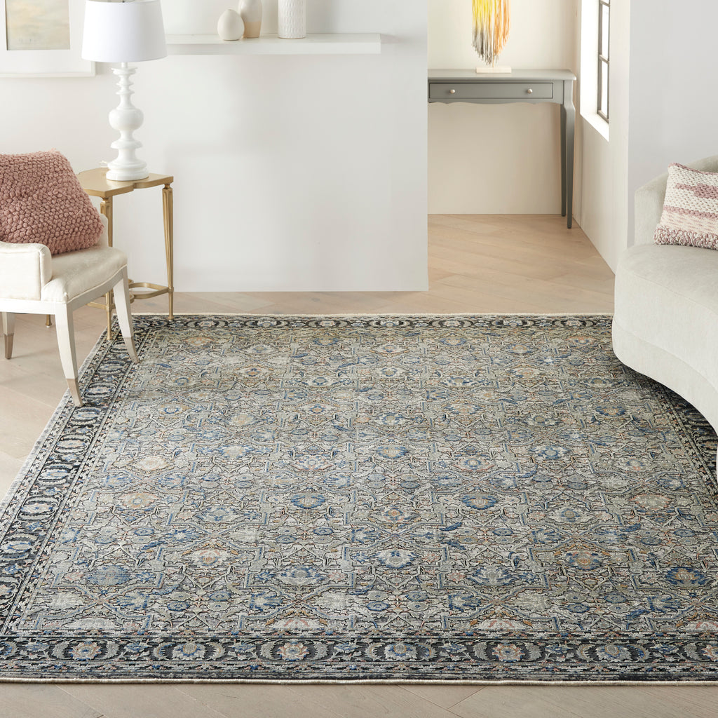 nourison silken allure stn10 grey navy rug