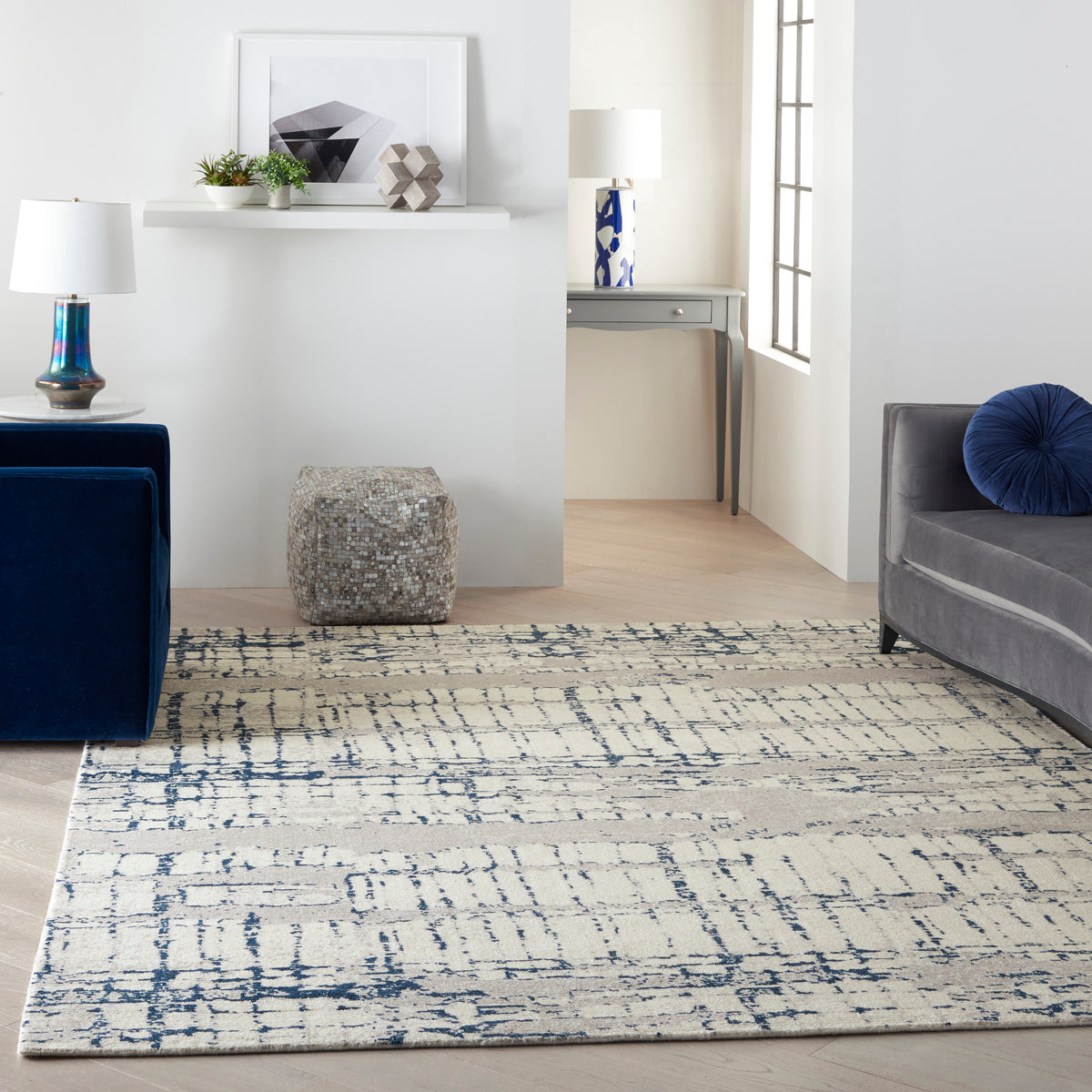 nourison twilight twi10 ivory navy rug