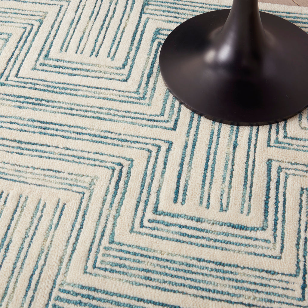 nourison interlock itl06 ivory turquoise rug