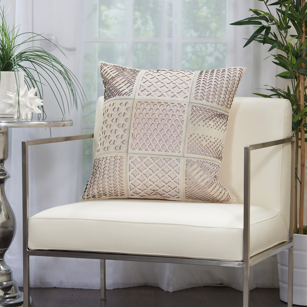 nourison natural leather hide s2432 rose pillow