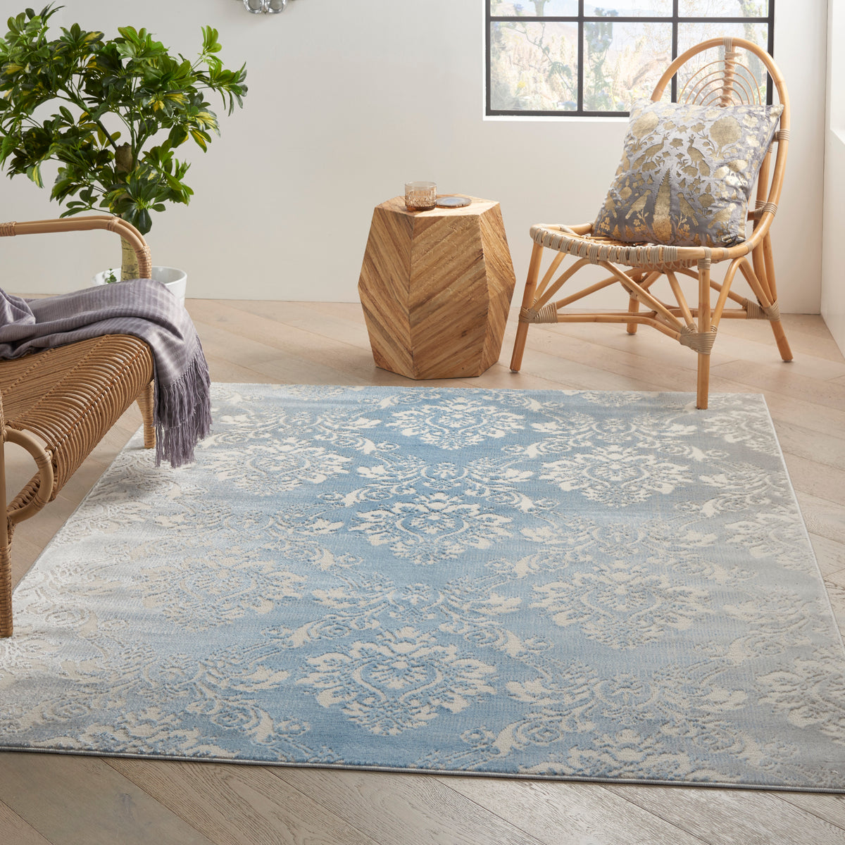 nourison elation etn03 ivory blue rug