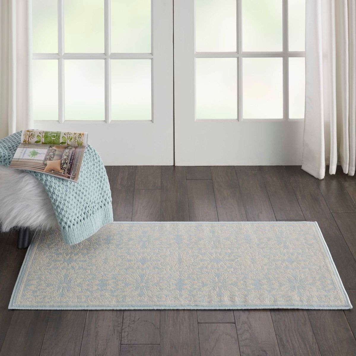 Nourison Clearance Jubilant JUB06 Ivory/Light Blue Rug