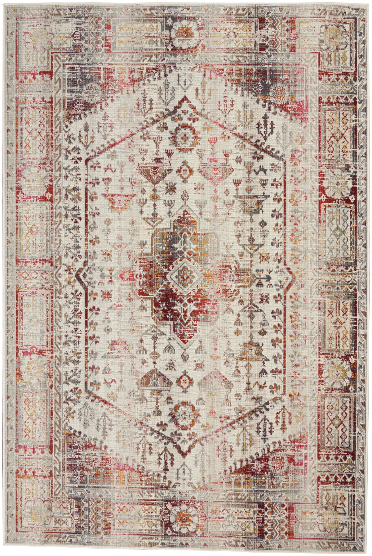nourison vintage kashan vka08 ivory red rug