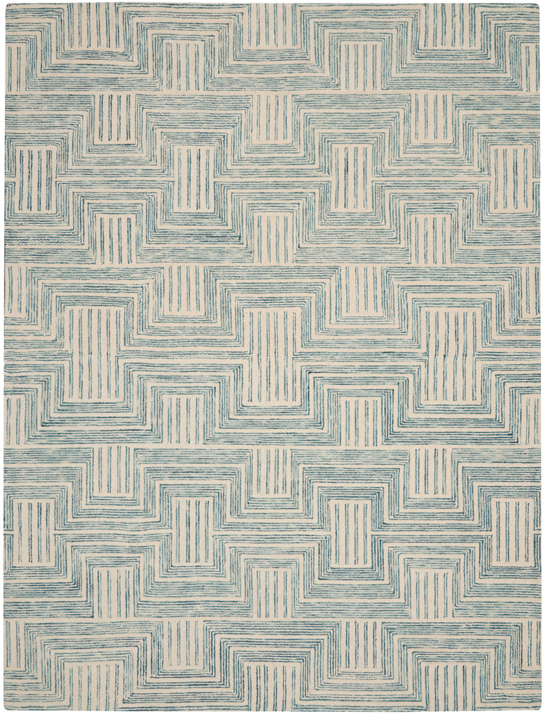 nourison interlock itl06 ivory turquoise rug