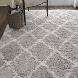 nourison luxe shag lxs02 grey ivory rug