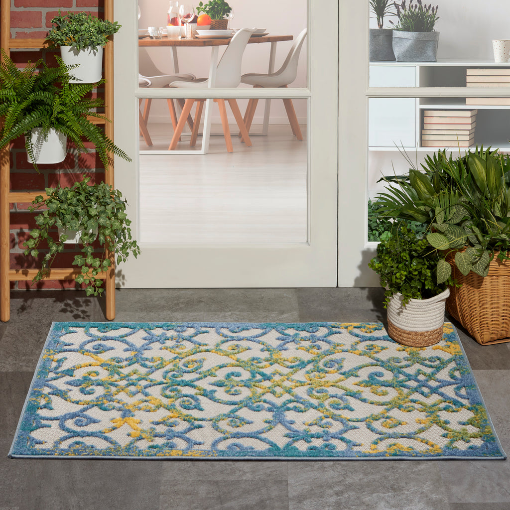 nourison aloha alh21 ivory blue rug