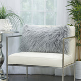 nourison faux fur bj101 light grey pillow