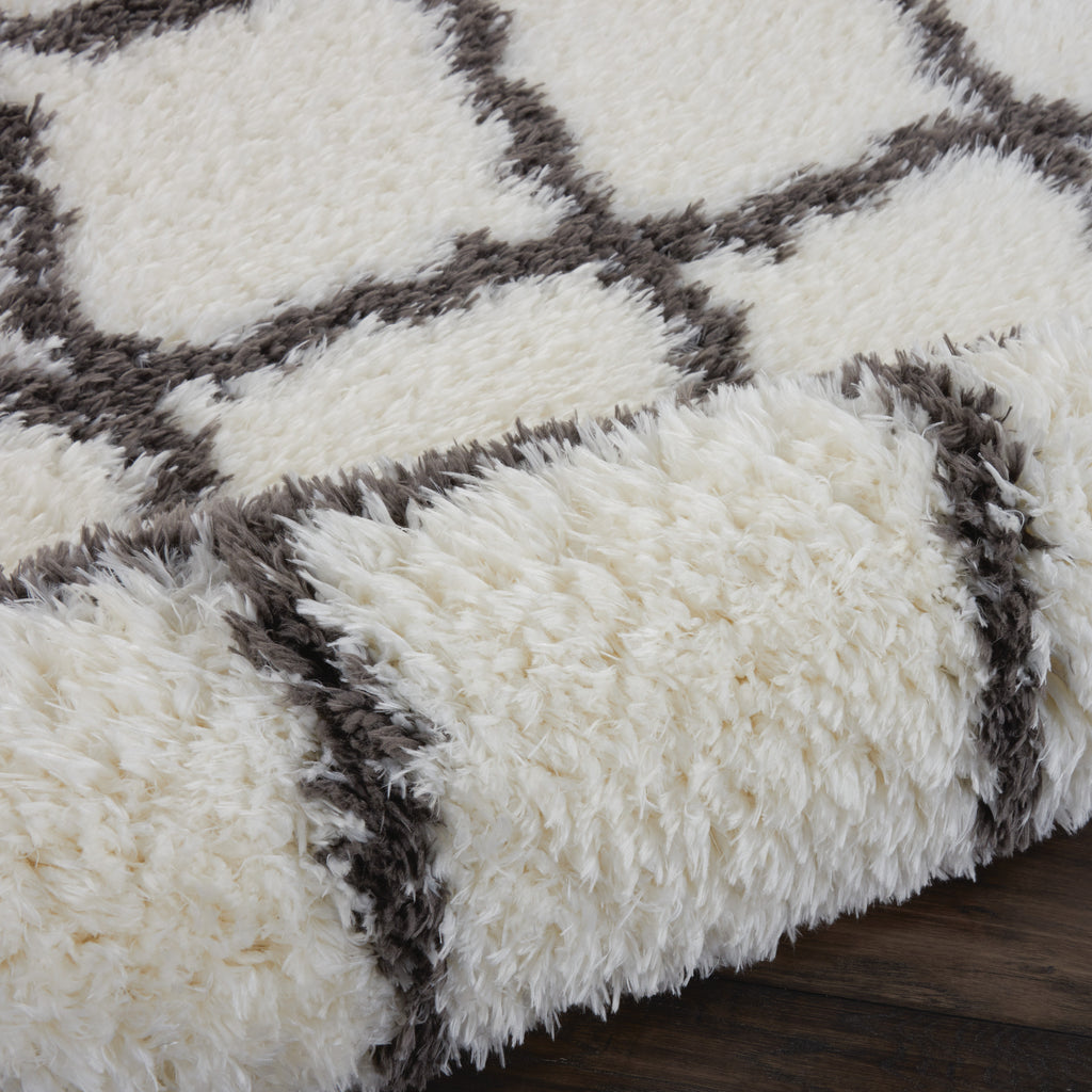nourison luxe shag lxs02 ivory charcoal rug
