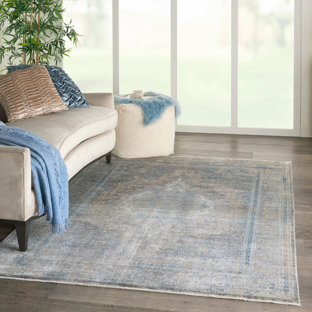 nourison silken allure stn06 cream blue rug