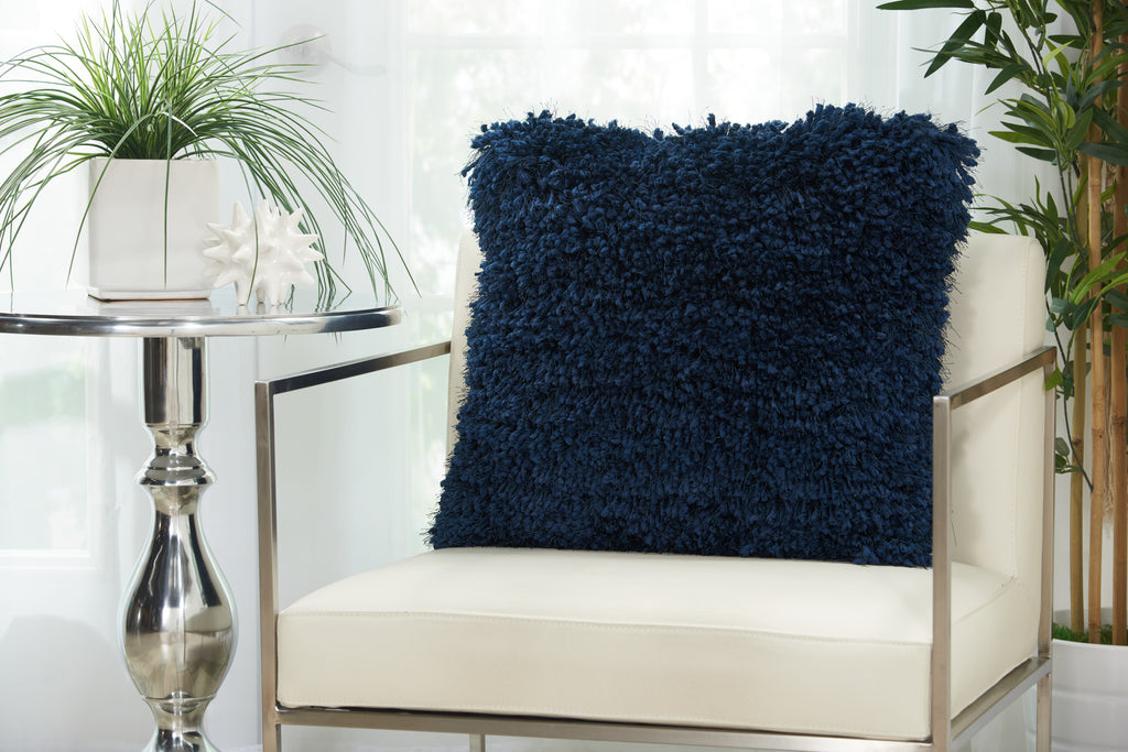 nourison shag tl003 navy pillow
