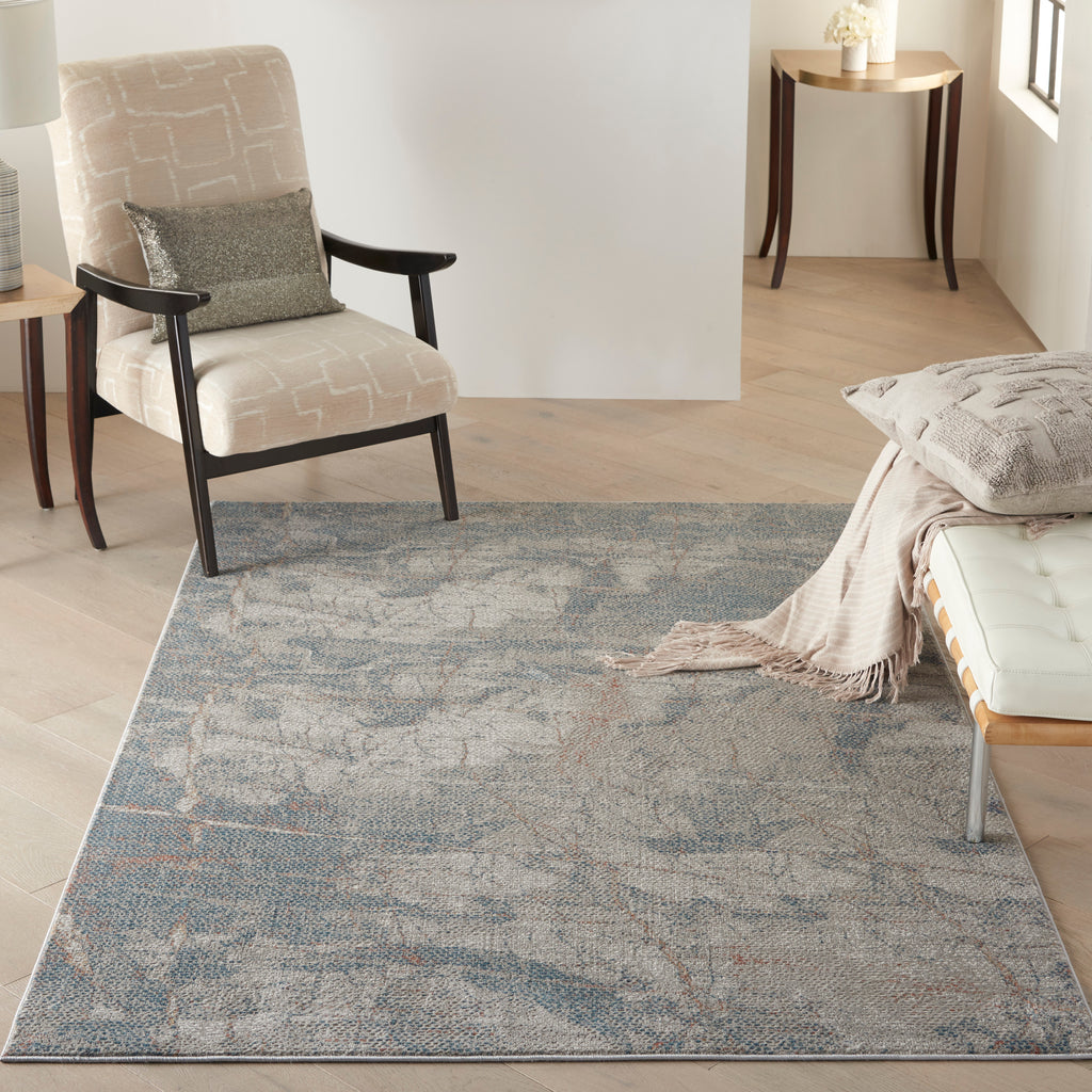 nourison rustic textures rus15 light grey blue rug