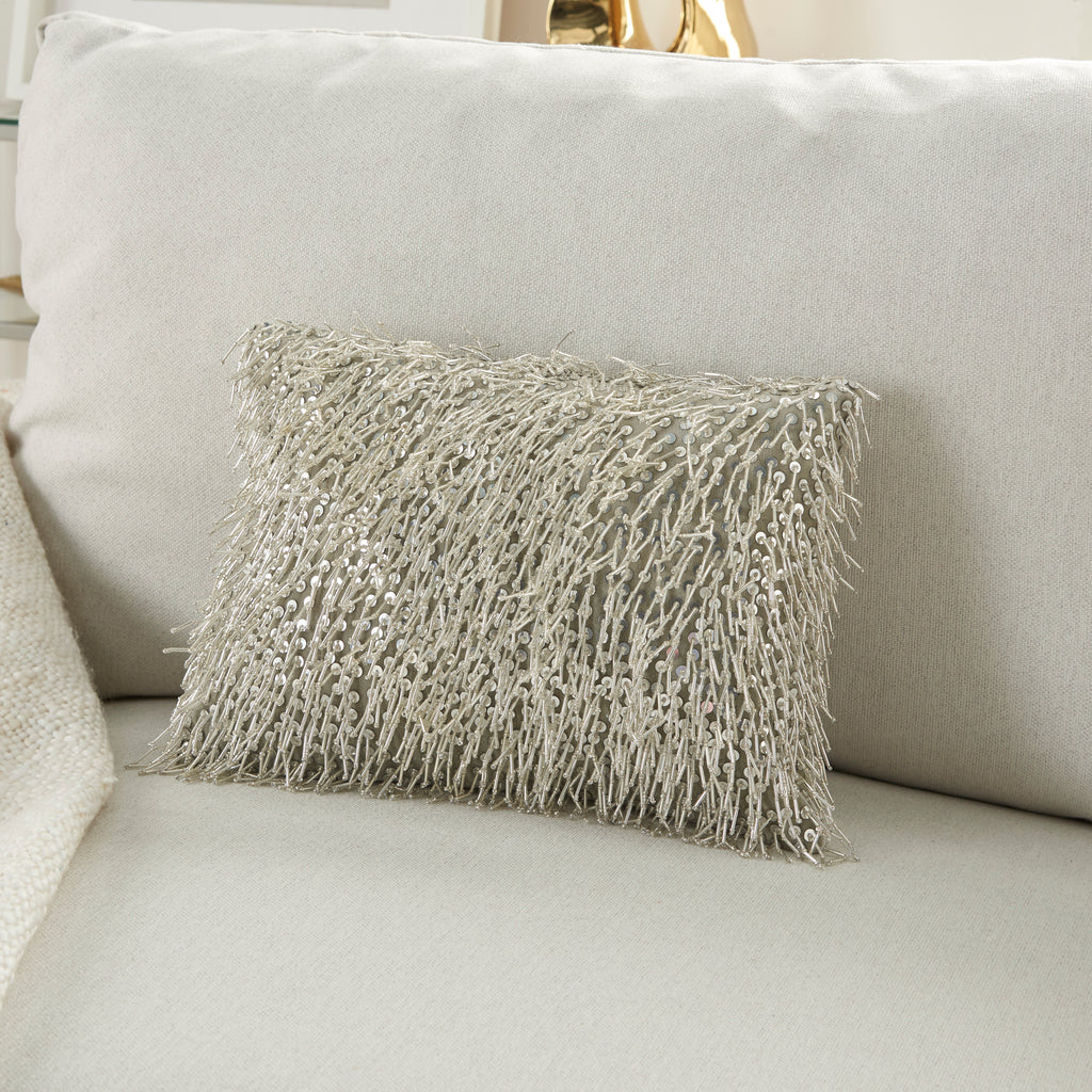 nourison luminescence z0727 silver pillow