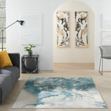 nourison maxell mae08 ivory teal rug