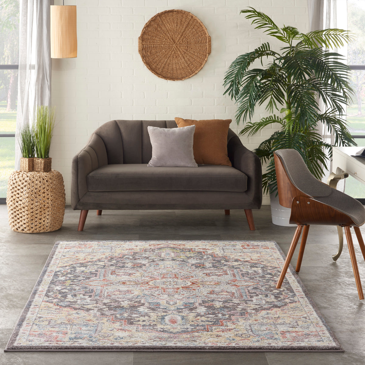 nourison soraya sor04 charcoal multi rug