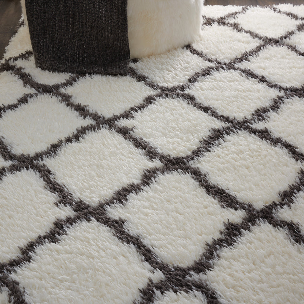 nourison luxe shag lxs02 ivory charcoal rug