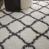 nourison luxe shag lxs02 ivory charcoal rug