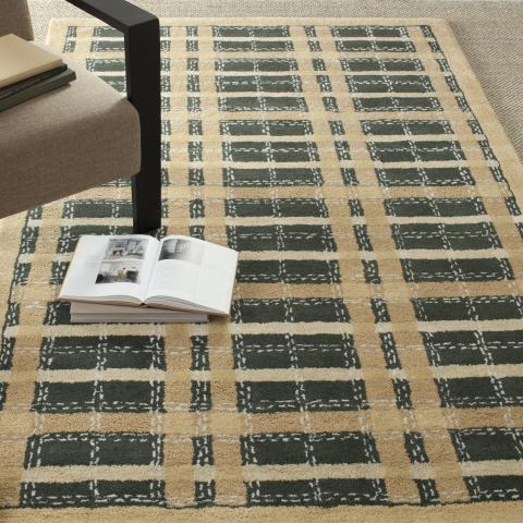Plaid Area Rug | Golden Rug with Green Accents | Safavieh Wool Rug
