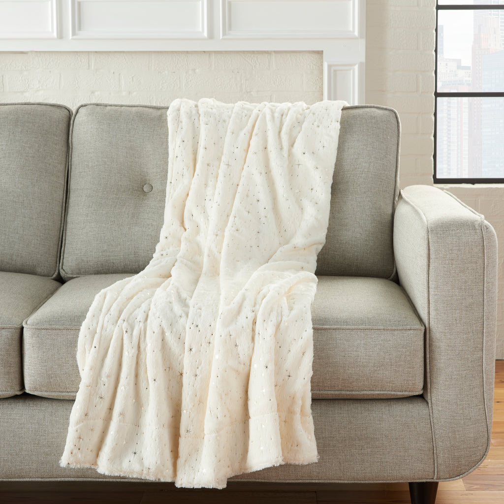 nourison fur vv614 ivory gold pillow