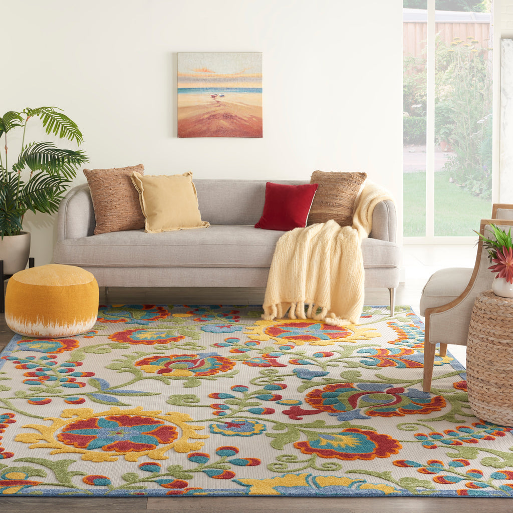 nourison aloha alh17 ivory multi rug