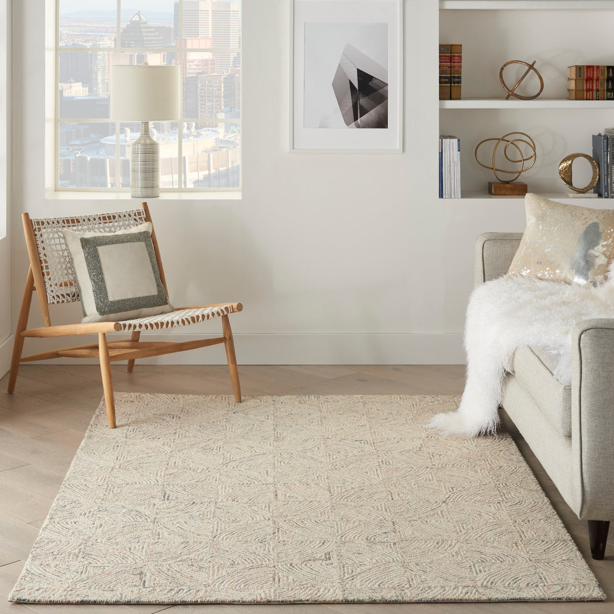 nourison interlock itl05 ivory multi rug