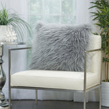 nourison faux fur bj101 light grey pillow