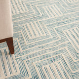 nourison interlock itl06 ivory turquoise rug