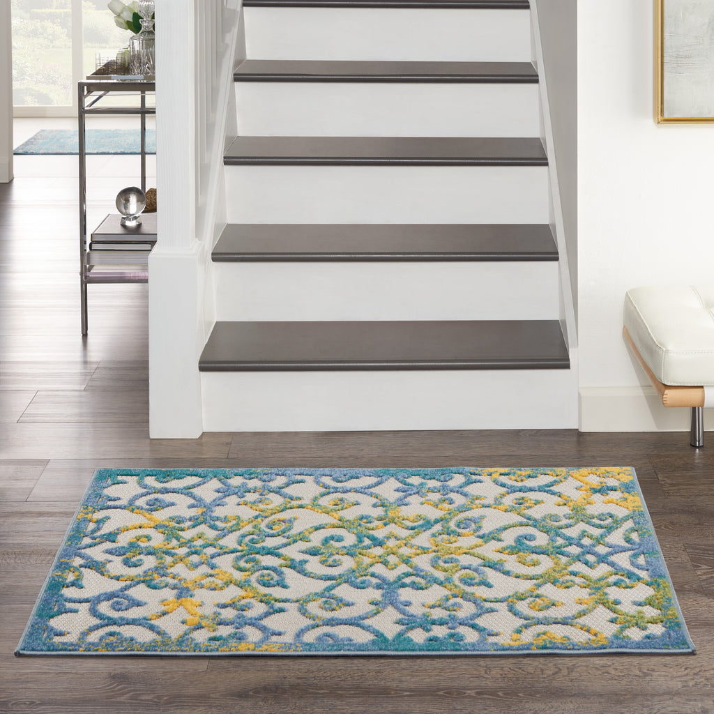 nourison aloha alh21 ivory blue rug