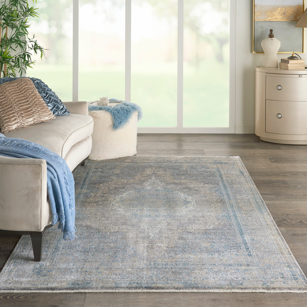 nourison silken allure stn06 cream blue rug