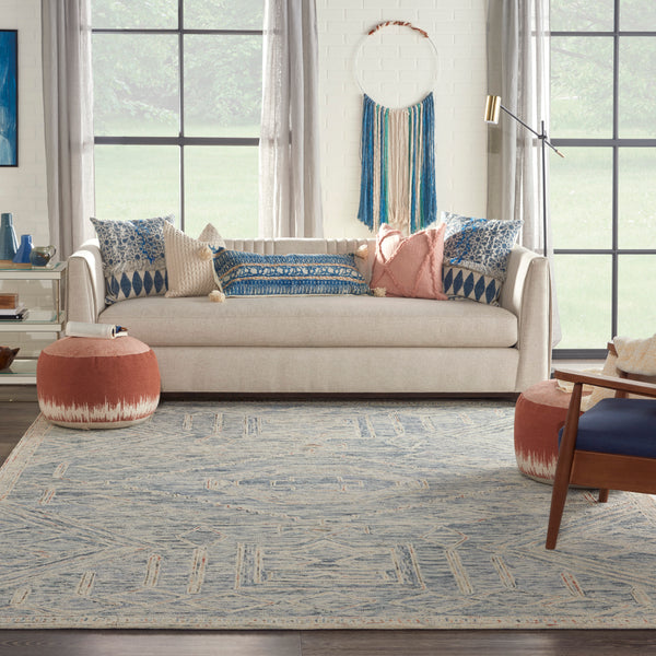 nourison interlock itl02 blue multi rug