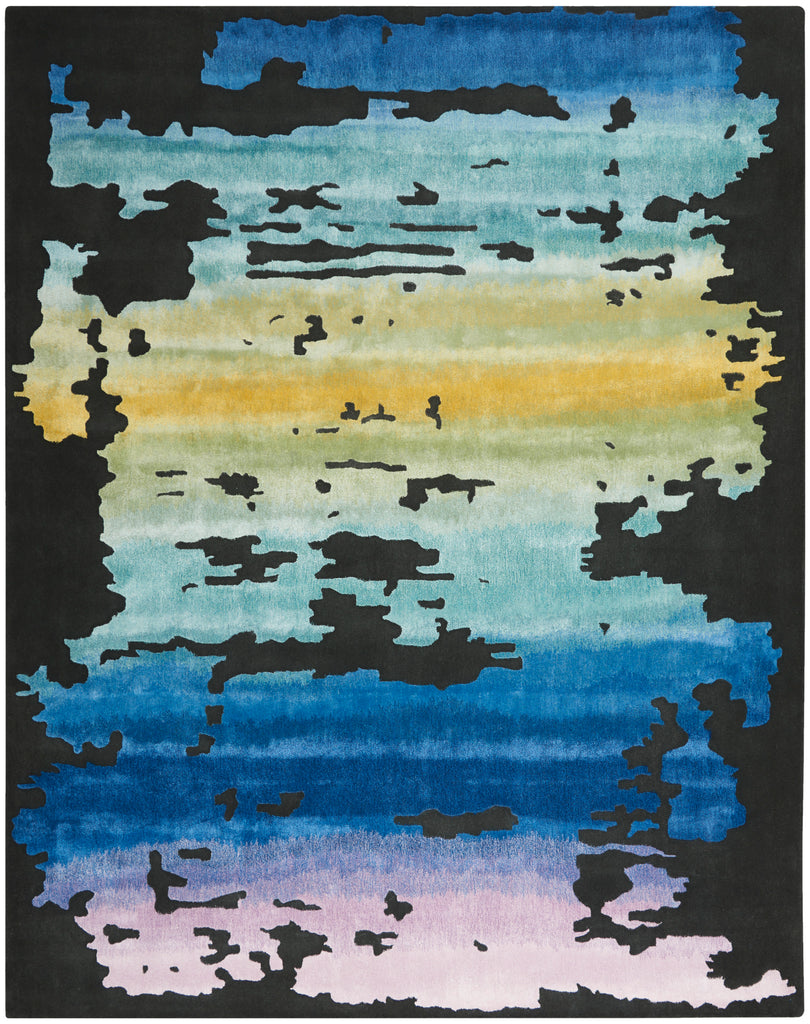 nourison prismatic prs23 black multi rug
