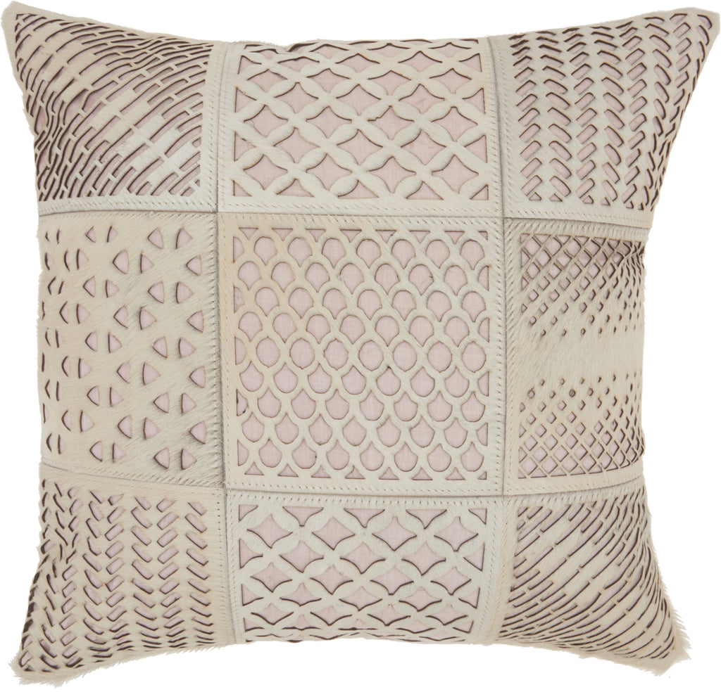 nourison natural leather hide s2432 rose pillow