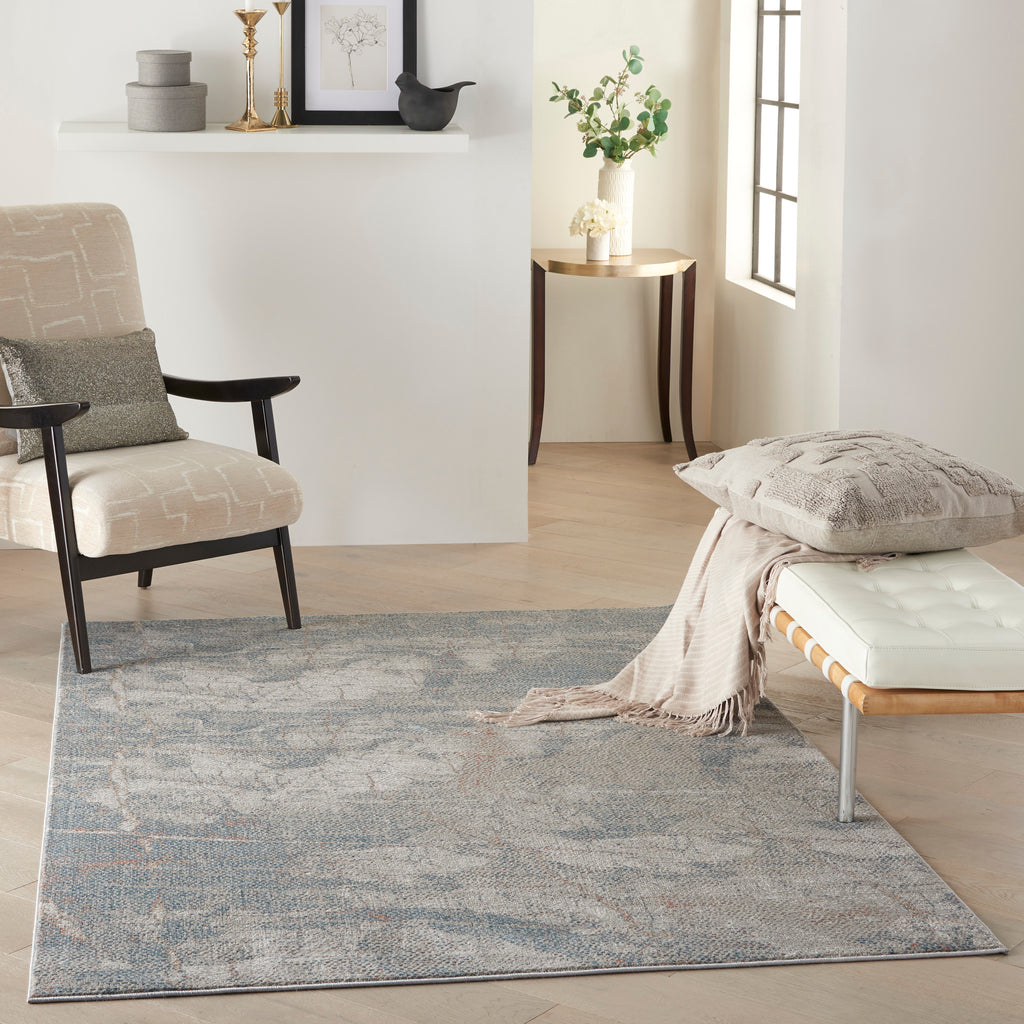 nourison rustic textures rus15 light grey blue rug