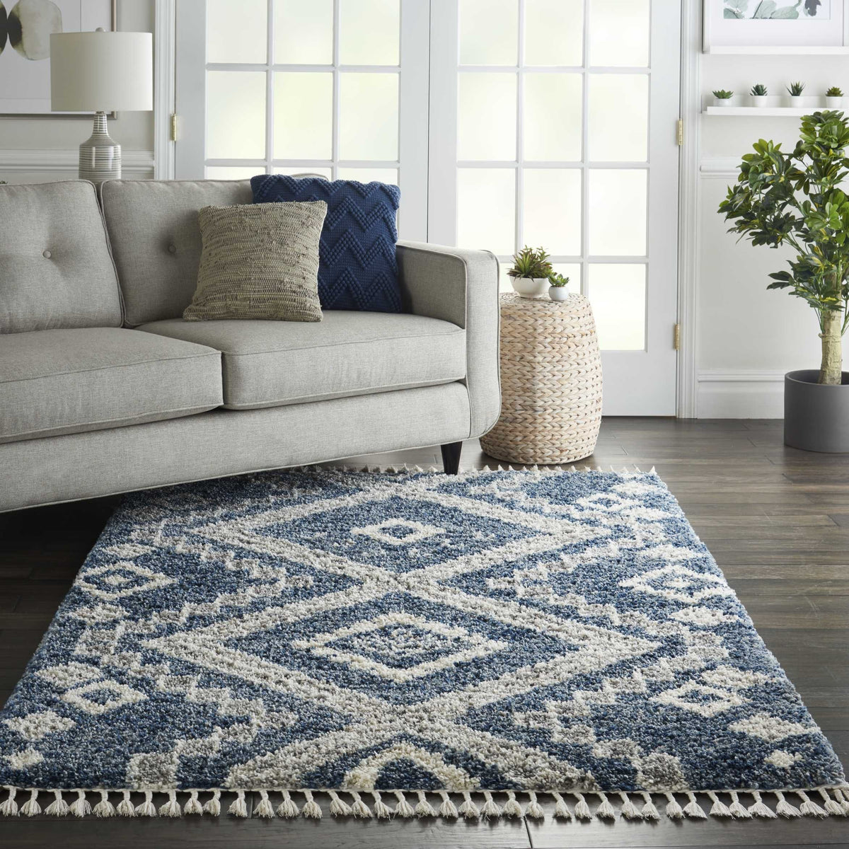 Nourison Oslo Shag OSL02 Denim Blue Rug