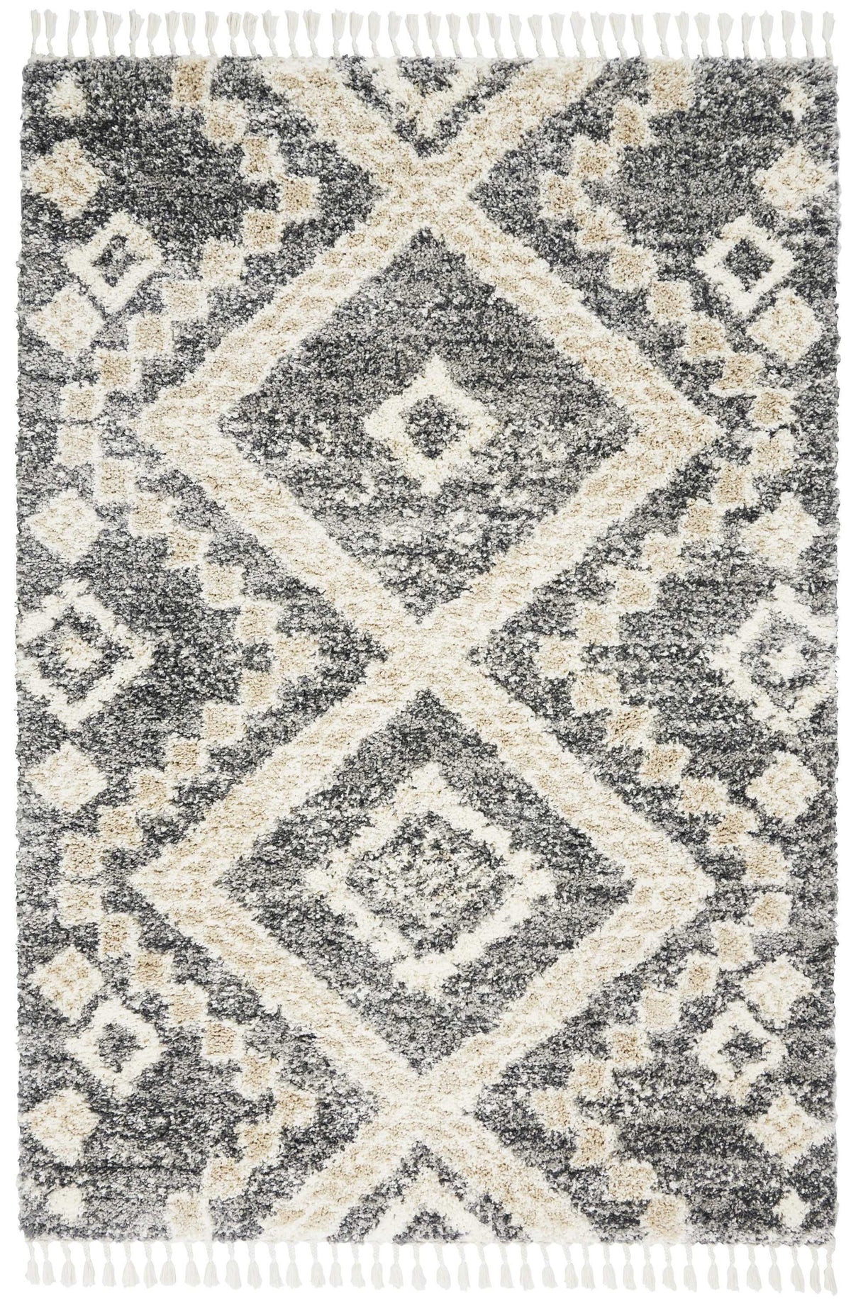 Nourison Oslo Shag OSL02 Grey/Ivory Rug