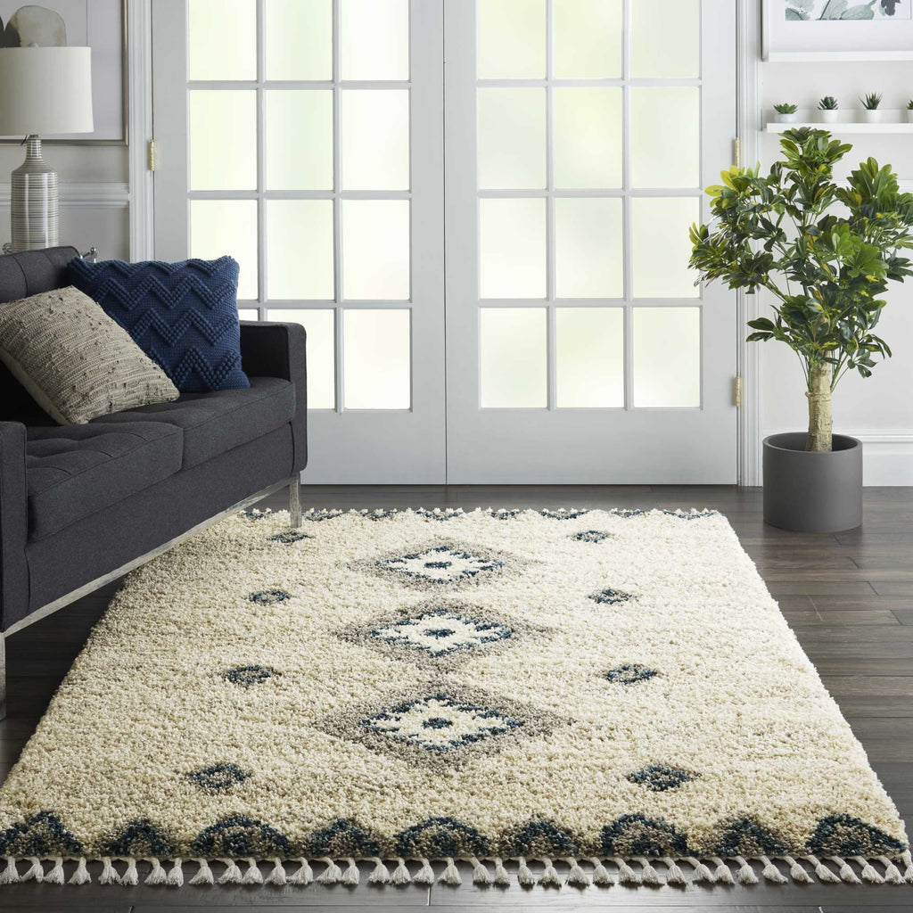 Nourison Oslo Shag OSL03 Ivory/Blue Rug