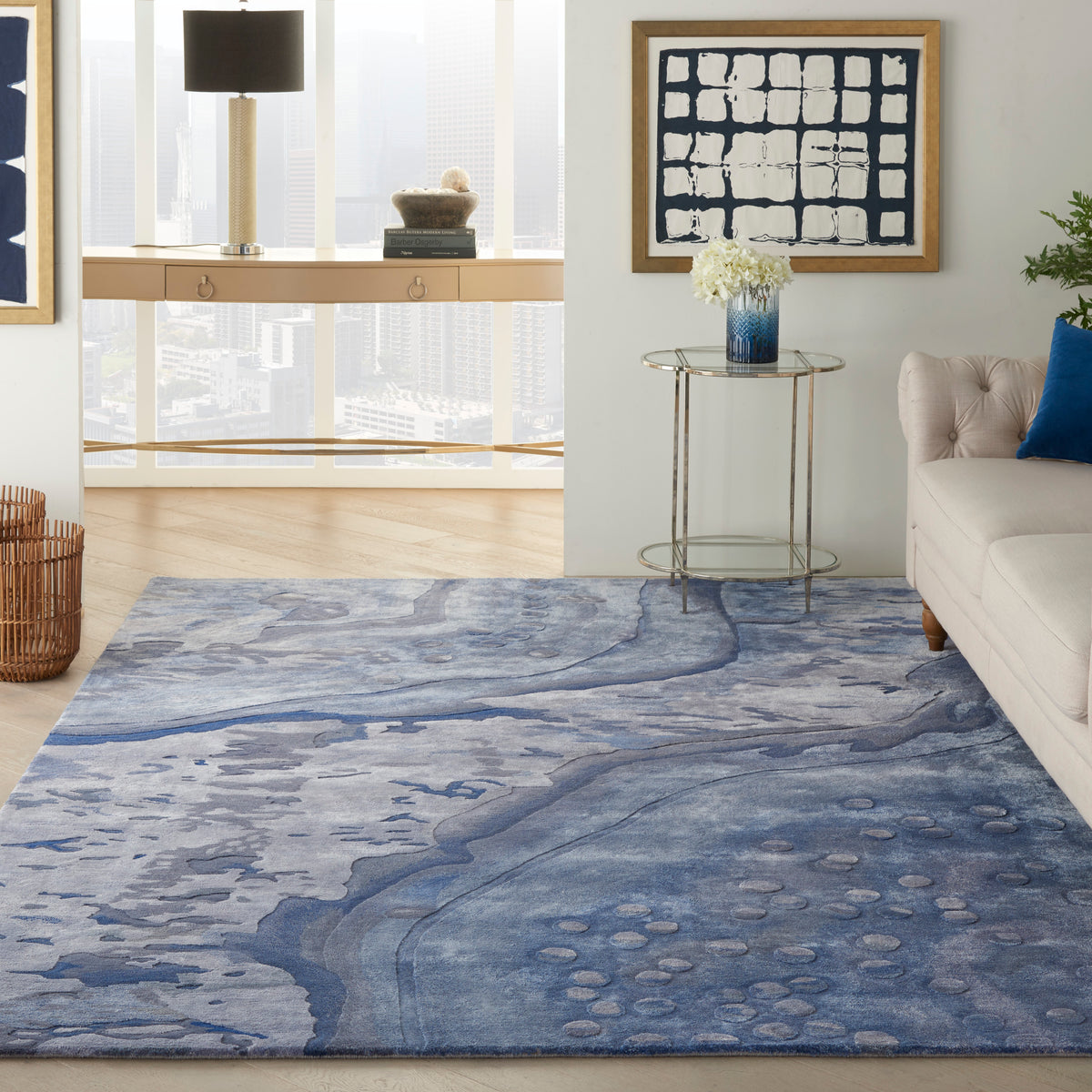 nourison prismatic prs05 blue rug