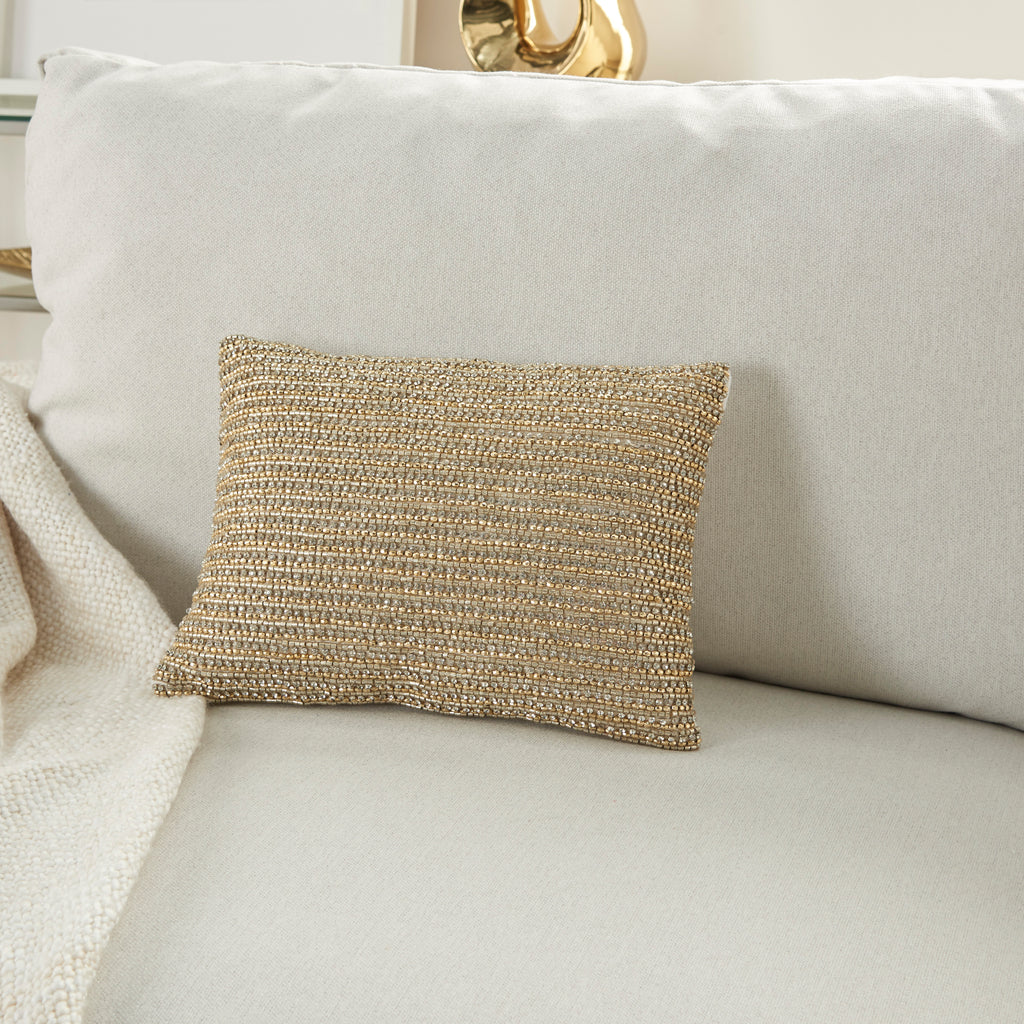 nourison luminescence z0735 gold pillow
