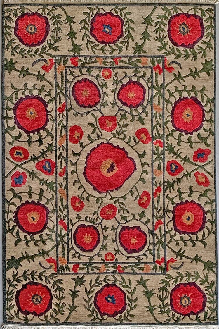 Tibet Rug Company 60 CT POPPIES Beige Rug