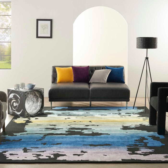 nourison prismatic prs23 black multi rug