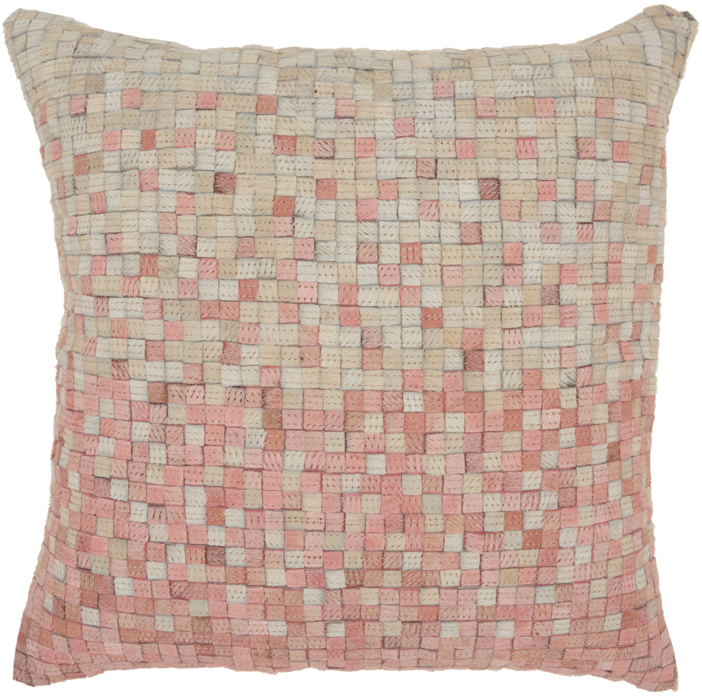 nourison natural leather hide s2433 rose pillow