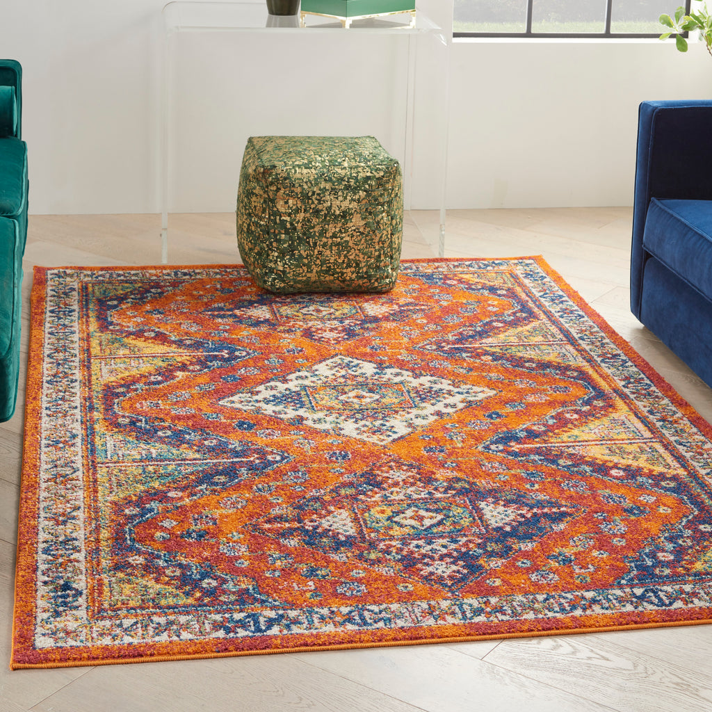 nourison allur alr02 orange multicolor rug