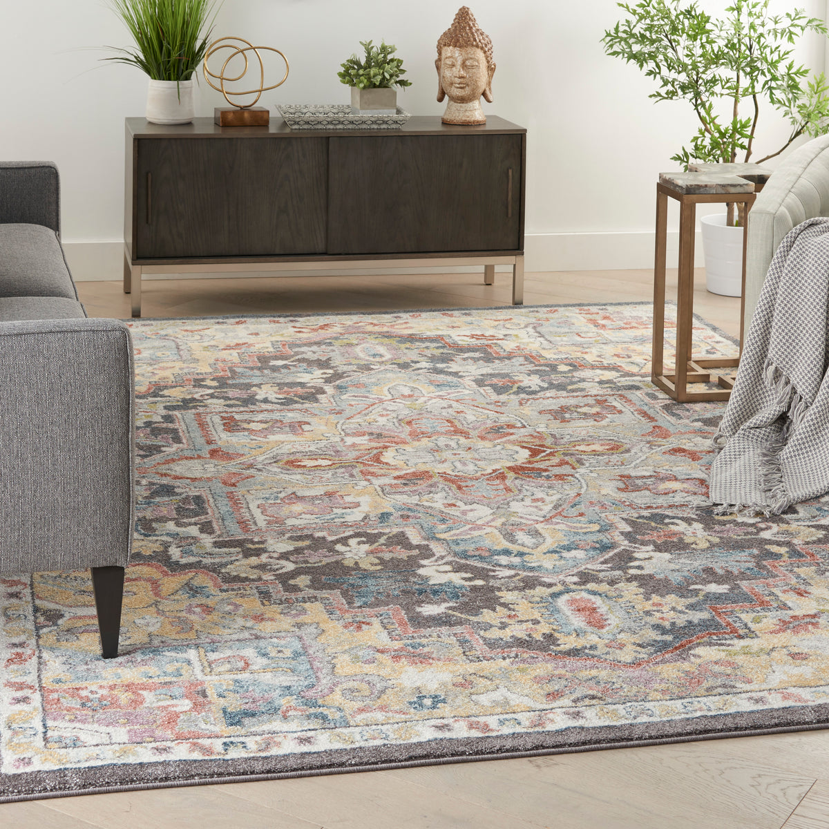 nourison soraya sor04 charcoal multi rug