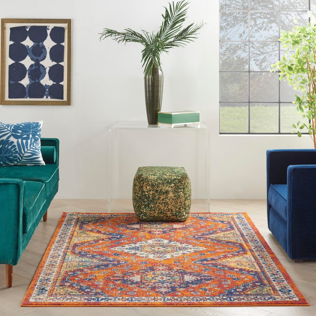 nourison allur alr02 orange multicolor rug
